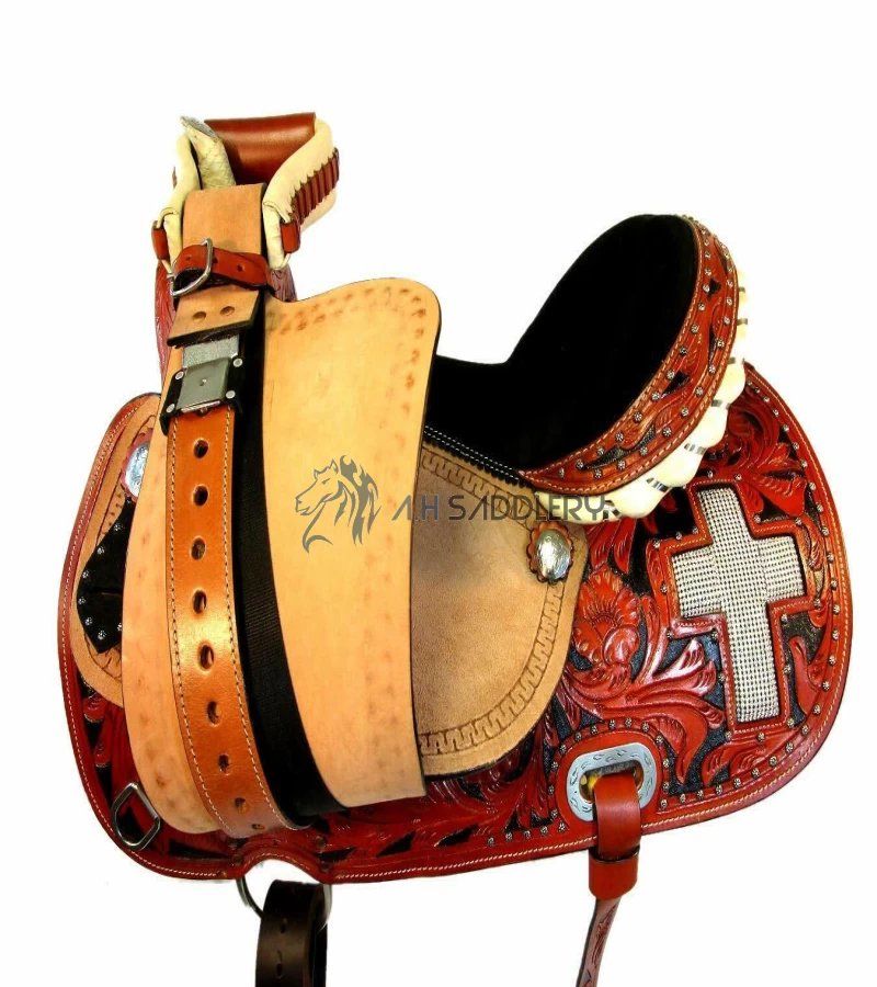 HORSE SADDLE WESTERN LEATHER TRAIL BARREL RACING RANCH, TACK SET 14 15 16 17 18